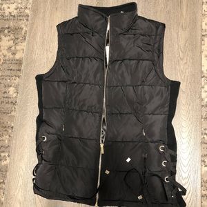 Calvin Klein zip up vest with lace up detail
